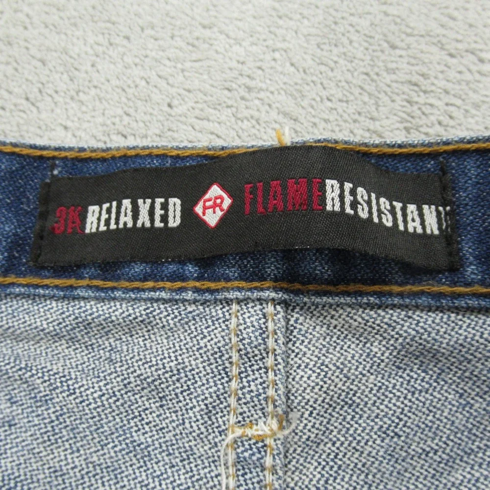 Wrangler FR Jeans Mens 32x37 Dark Wash Denim Flame Resistant Relaxed Fit Bootcut